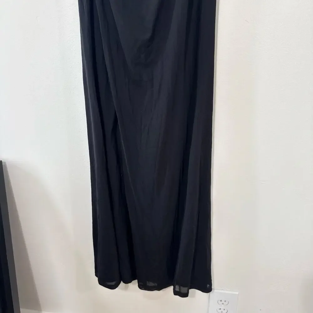 NWT Lulus Epitome of Allure Black Mesh Strapless Ruched Maxi Dress Size Small - Picture 4 of 11